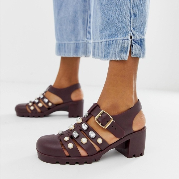 ASOS DESIGN Fascinate embellished heeled jelly - Picture 1 of 6